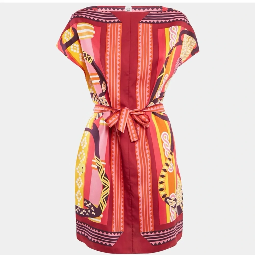 Hermes Silk Pink Printed Belted Mini Dress - Picture 8 of 8